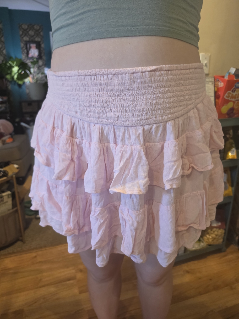 Hollister Blush Smocked Mini Skirt